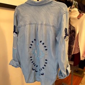 Rails Denim Aztec Print Button Down
